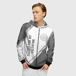 Толстовка 3D на молнии мужская Bullet For My Valentine - white gradient вертикаль, цвет: 3D-черный — фото 2