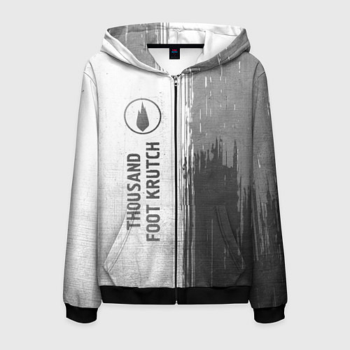 Мужская толстовка на молнии Thousand Foot Krutch - white gradient по-вертикали / 3D-Черный – фото 1