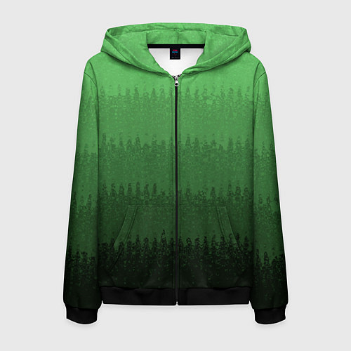 Мужская толстовка на молнии Зеленый градиент текстурные полосы / 3D-Черный – фото 1