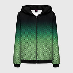 Толстовка 3D на молнии мужская Чёрно-зелёный градиент с узором, цвет: 3D-черный