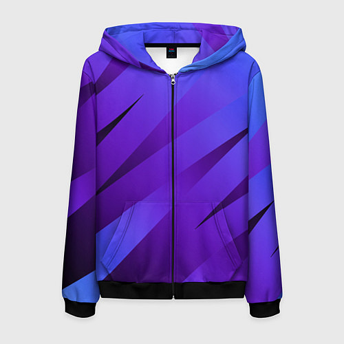 Мужская толстовка на молнии Сине-фиолетовый абстрактные линии / 3D-Черный – фото 1