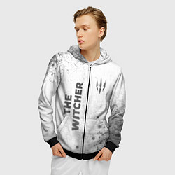 Толстовка 3D на молнии мужская The Witcher - white gradient вертикально, цвет: 3D-черный — фото 2