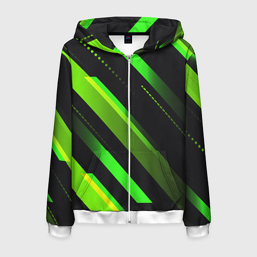 Мужская толстовка на молнии Color black green / 3D-Белый – фото 1