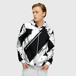 Толстовка 3D на молнии мужская Color black white, цвет: 3D-белый — фото 2