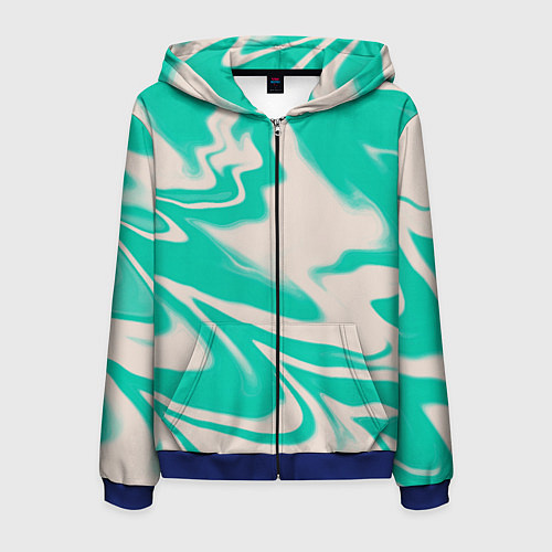 Мужская толстовка на молнии Color white turquoise / 3D-Синий – фото 1