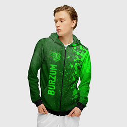 Толстовка 3D на молнии мужская Burzum - green gradient по-вертикали, цвет: 3D-черный — фото 2