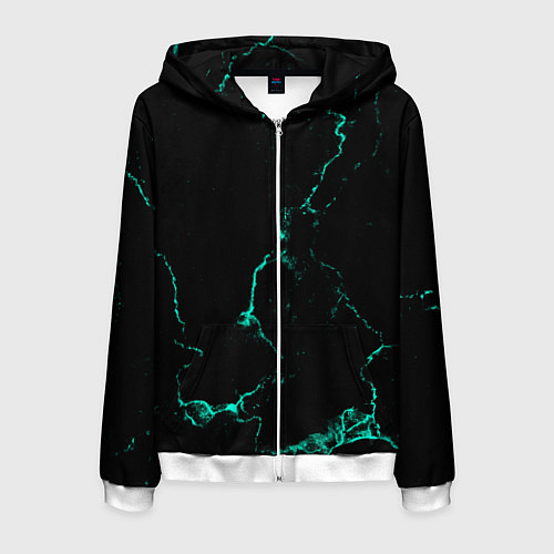 Мужская толстовка на молнии Color black turquoise / 3D-Белый – фото 1