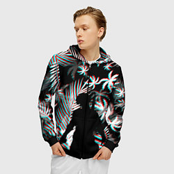 Толстовка 3D на молнии мужская Pubg тропики глитч, цвет: 3D-черный — фото 2