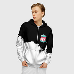 Толстовка 3D на молнии мужская Liverpool черно белый, цвет: 3D-белый — фото 2