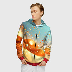 Толстовка 3D на молнии мужская Золотая песочная абстракция фон, цвет: 3D-красный — фото 2