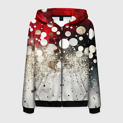 Толстовка 3D на молнии мужская Красно-белый текстурный фон, цвет: 3D-черный
