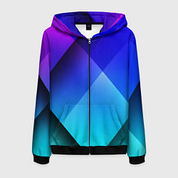 Толстовка 3D на молнии мужская Color blue, цвет: 3D-черный