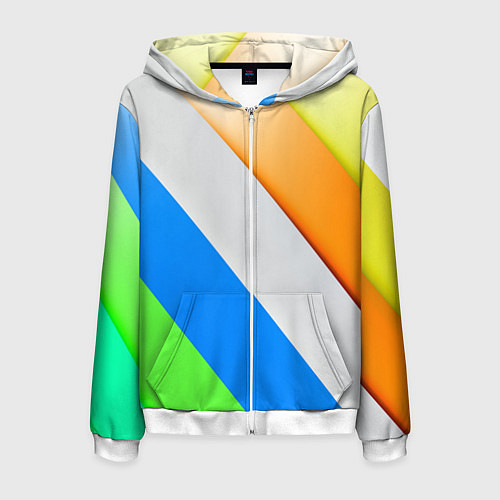 Мужская толстовка на молнии Striped / 3D-Белый – фото 1