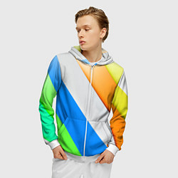 Толстовка 3D на молнии мужская Striped, цвет: 3D-белый — фото 2