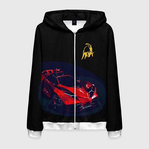 Мужская толстовка на молнии Lamborghini Diverso - motorsport / 3D-Белый – фото 1