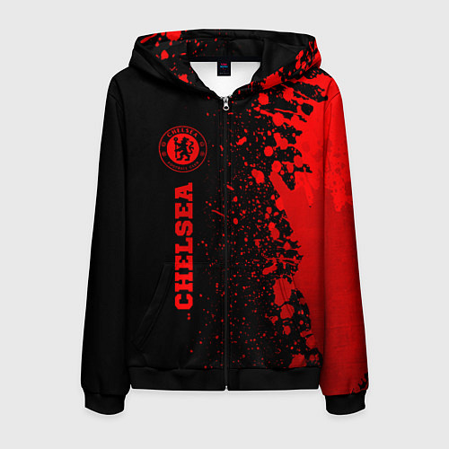 Мужская толстовка на молнии Chelsea - red gradient по-вертикали / 3D-Черный – фото 1