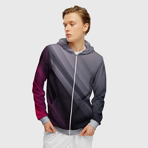 Мужская толстовка на молнии Color black grey / 3D-Меланж – фото 3