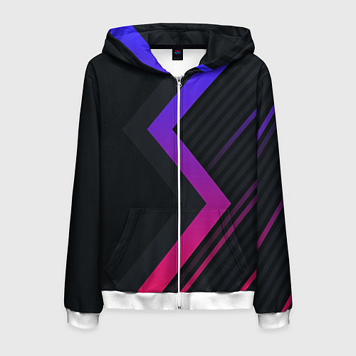 Мужская толстовка на молнии Color black line / 3D-Белый – фото 1