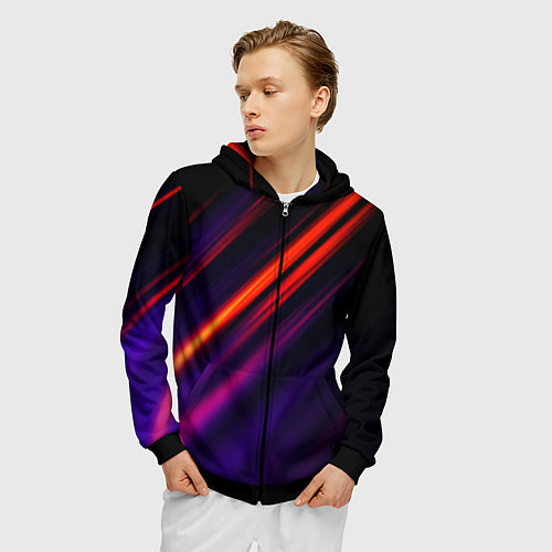 Мужская толстовка на молнии Multicolored / 3D-Черный – фото 3