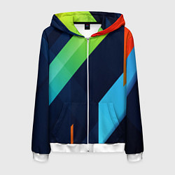 Толстовка 3D на молнии мужская Multicolored, цвет: 3D-белый