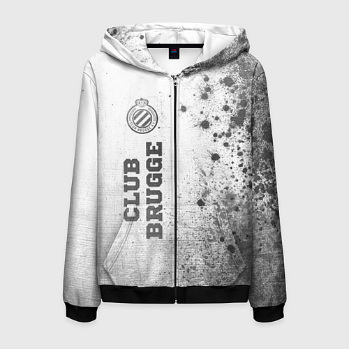 Мужская толстовка на молнии Club Brugge - white gradient по-вертикали / 3D-Черный – фото 1
