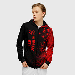 Толстовка 3D на молнии мужская Led Zeppelin - red gradient по-вертикали, цвет: 3D-черный — фото 2