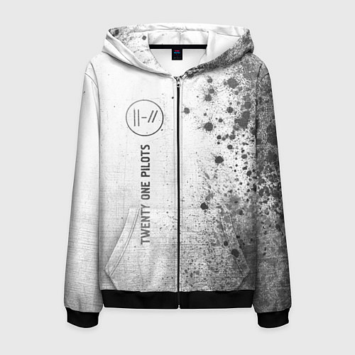 Мужская толстовка на молнии Twenty One Pilots - white gradient по-вертикали / 3D-Черный – фото 1