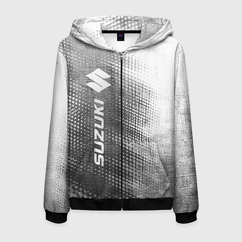 Мужская толстовка на молнии Suzuki - grey gradient по-вертикали / 3D-Черный – фото 1