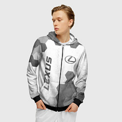 Толстовка 3D на молнии мужская Lexus - white gradient вертикально, цвет: 3D-черный — фото 2