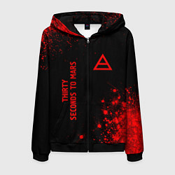 Мужская толстовка на молнии Thirty Seconds to Mars - red gradient вертикально