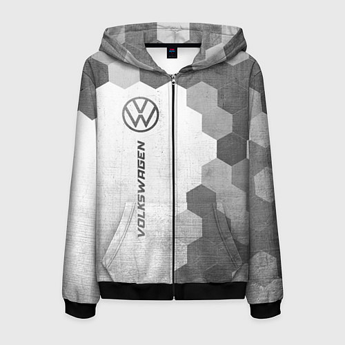 Мужская толстовка на молнии Volkswagen - white gradient по-вертикали / 3D-Черный – фото 1