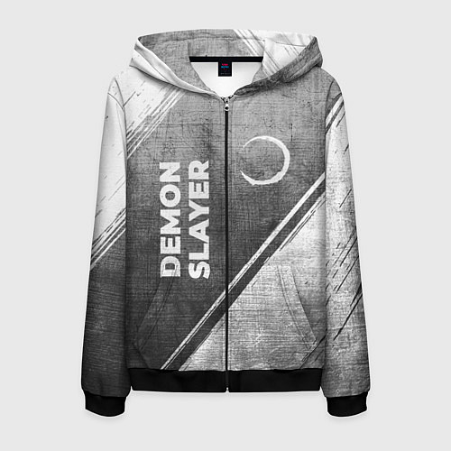 Мужская толстовка на молнии Demon Slayer - grey gradient вертикально / 3D-Черный – фото 1