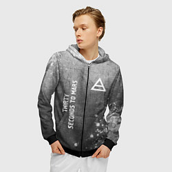 Толстовка 3D на молнии мужская Thirty Seconds to Mars - grey gradient вертикально, цвет: 3D-черный — фото 2