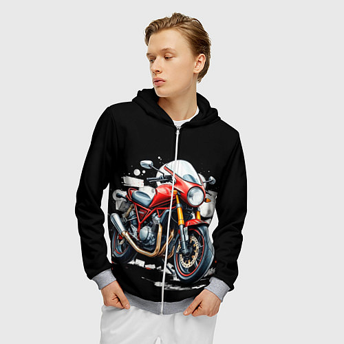 Мужская толстовка на молнии Red Moto / 3D-Меланж – фото 3