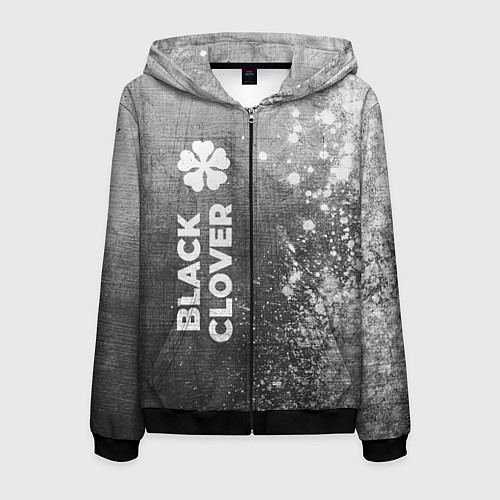 Мужская толстовка на молнии Black Clover - grey gradient по-вертикали / 3D-Черный – фото 1