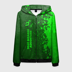 Толстовка 3D на молнии мужская JoJo Bizarre Adventure - green gradient по-вертика, цвет: 3D-черный