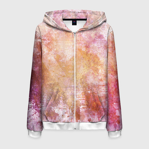 Мужская толстовка на молнии Абстракция - atomic gold / 3D-Белый – фото 1