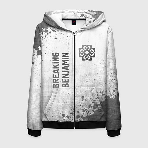 Мужская толстовка на молнии Breaking Benjamin - white gradient вертикально / 3D-Черный – фото 1
