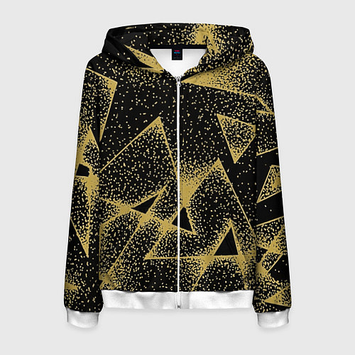 Мужская толстовка на молнии Triangle yellow with dots / 3D-Белый – фото 1