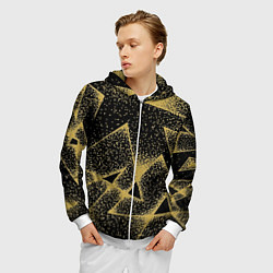 Толстовка 3D на молнии мужская Triangle yellow with dots, цвет: 3D-белый — фото 2