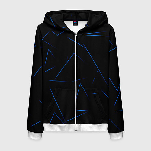 Мужская толстовка на молнии Color blue line / 3D-Белый – фото 1