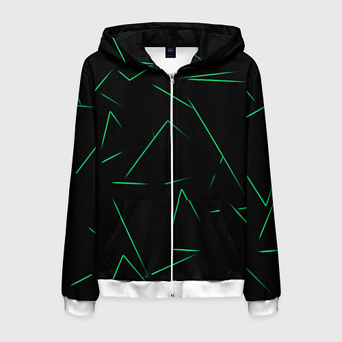 Мужская толстовка на молнии Color light green line / 3D-Белый – фото 1