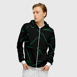 Толстовка 3D на молнии мужская Color light green line, цвет: 3D-белый — фото 2
