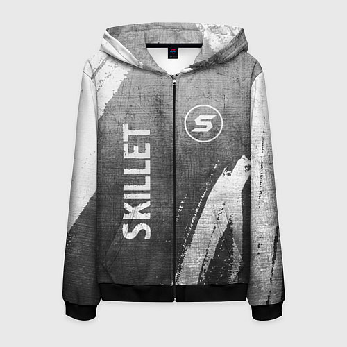 Мужская толстовка на молнии Skillet - grey gradient вертикально / 3D-Черный – фото 1
