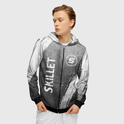 Толстовка 3D на молнии мужская Skillet - grey gradient вертикально, цвет: 3D-черный — фото 2