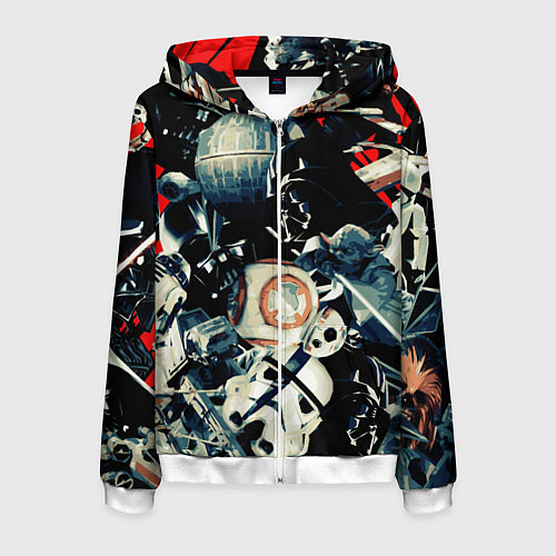 Мужская толстовка на молнии Звездные войны персонажи / 3D-Белый – фото 1