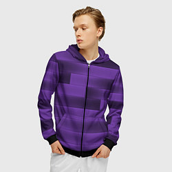 Толстовка 3D на молнии мужская Color purple square, цвет: 3D-черный — фото 2