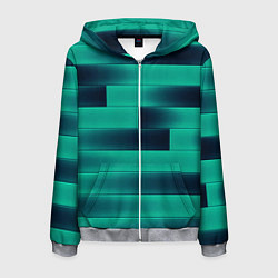 Толстовка 3D на молнии мужская Color light blue square, цвет: 3D-меланж