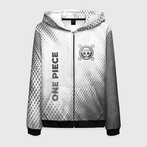 Мужская толстовка на молнии One Piece - white gradient вертикально / 3D-Черный – фото 1