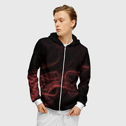 Толстовка 3D на молнии мужская Color smoke red, цвет: 3D-белый — фото 2